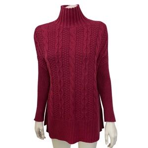 Old Navy Red Cableknit‎ Turtleneck Tunic Sweater